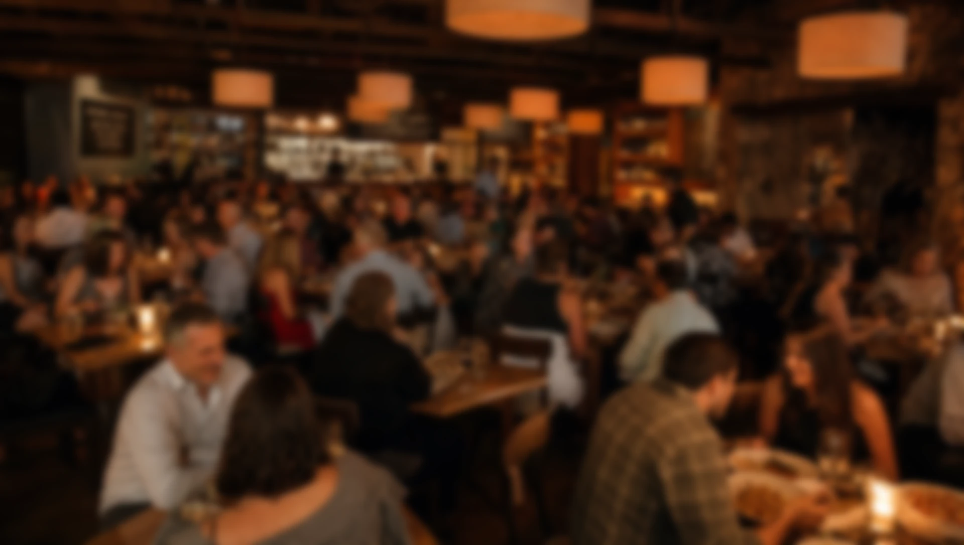 Busy restaurant dining room
